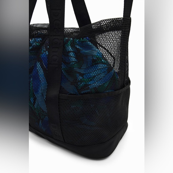 BNWOT Desigual Multicolour Swirl Mesh Tote Beach Travel Bag - Picture 6 of 14